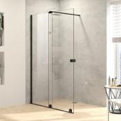 HÜPPE Xtensa pure Paroi de douche à l’italienne, avec élément coulissant avec ANTI-PLAQUE, clair, édition noire