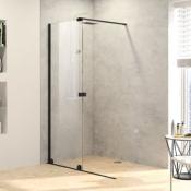 HÜPPE Xtensa pure Paroi de douche à l’italienne, avec élément coulissant avec ANTI-PLAQUE, clair, édition noire